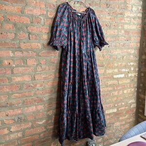 Floral Maxi Dress in Blue and Pink Wayward Fancies stunning cottage core dress